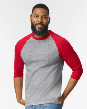 Blank Gildan 5700 - Heavy Cotton™ Raglan Three-Quarter Sleeve T-Shirt