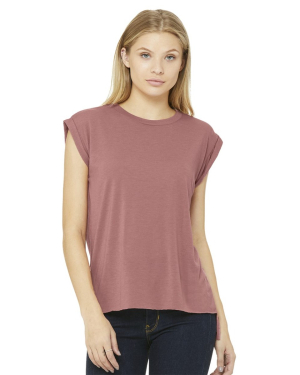 Blank BELLA + CANVAS 8804 - Women’s Flowy Rolled Cuffs Muscle Tee