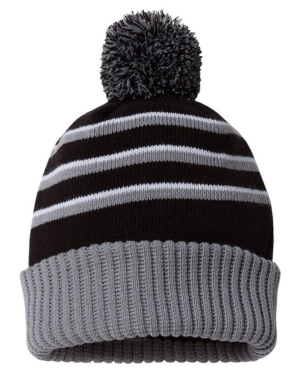 Ideal ID134 - Stripe Pom Cuffed Beanie